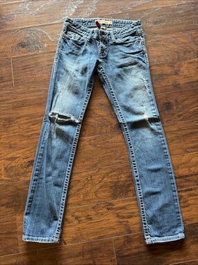 BKE Women's Skinny Jeans - Distressed Light Blue